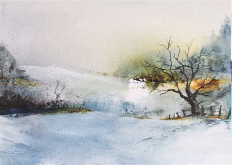 Snow Fields | Watercolor landscape paintings, Landscape paintings ...