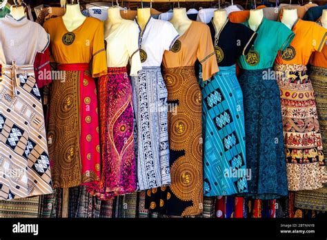 Typical Burmese Clothing For Sale, Bagan, Mandalay Region, Myanmar Stock Photo - Alamy