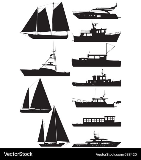 Boat silhouettes Royalty Free Vector Image - VectorStock