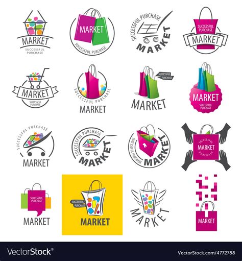 Large set of logos for market Royalty Free Vector Image