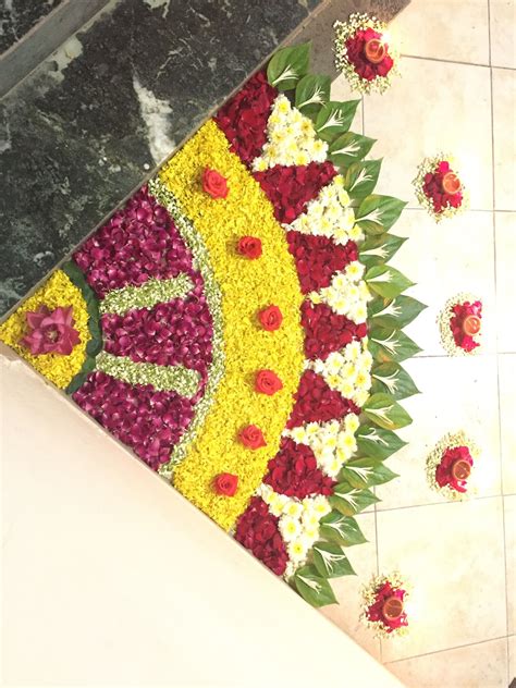 Flower Decoration On Floor For Diwali | Flower rangoli, Diy diwali ...