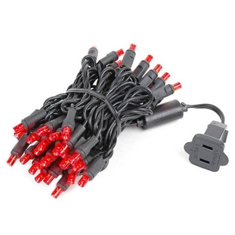 50 Light LED Christmas Mini Light Set, Patio Lights, Red, Black Wire ...