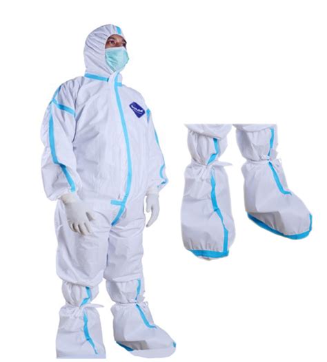 Medtecs Hazmat Suits Sizes Options (1 PC) Fabric Passed AAMI Level Disposable Coverall PPE Suit ...