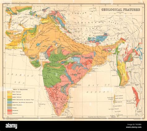 BRITISH INDIA GEOLOGICAL MAP. Tertiary Cretaceous Archaean Purana ...