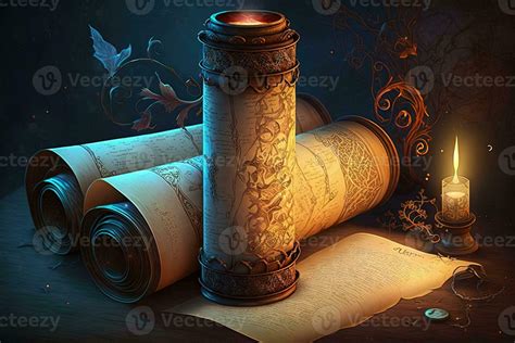 Library of magic. Old scroll Medieval manuscripts library illustration 23960788 Stock Photo at ...