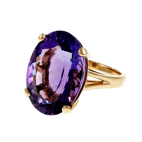 Estate Large Oval Amethyst Ring 14k Yellow Gold | eBay