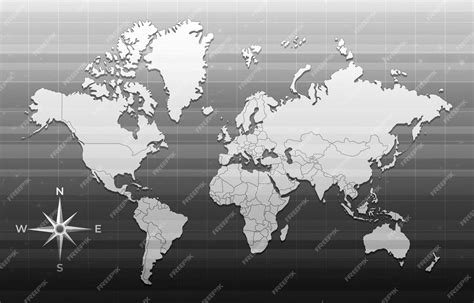 Premium Vector | World map black and white background