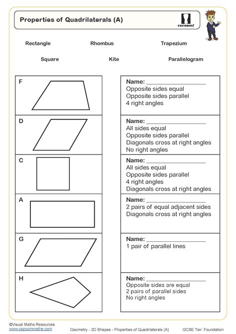 Properties of Quadrilaterals (A) Worksheet | Fun and Engaging PDF ...