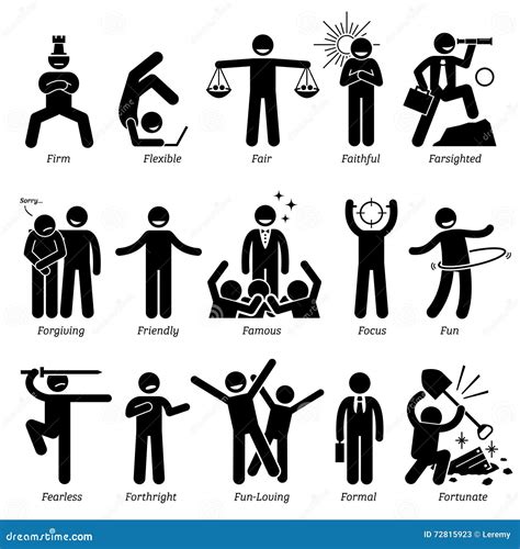 Positive Persönlichkeits-Charakterzüge Clipart Vektor Abbildung - Illustration von mentalität ...