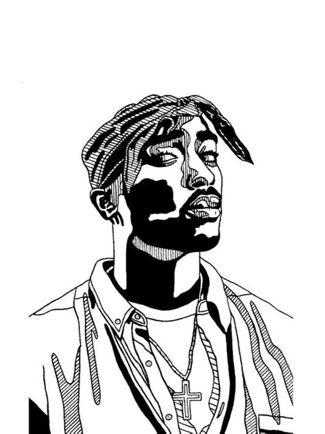 PAPERFOXNL - Tupac Shakur - black and white fineliner illustration # ...