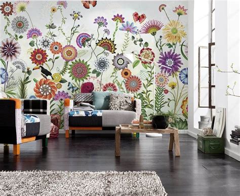 Mesmerizing Floral Wallpaper Design for Living Room