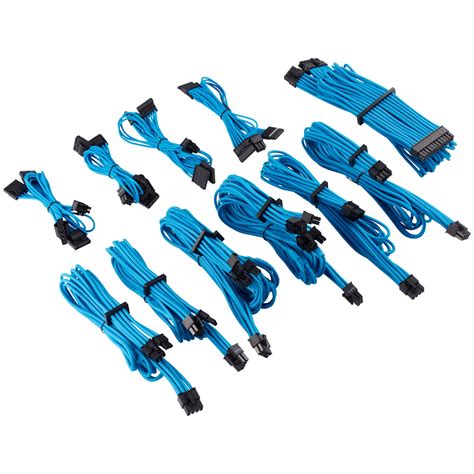 Corsair Premium Individually Sleeved Pro Cables Kit Type 4 Gen 4 - Blue ...