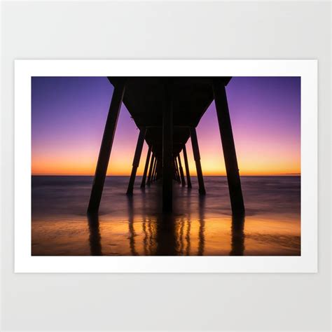 Hermosa Beach Pier Sunset Art Print by Alek Leckszas | Society6