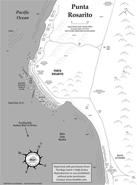 Punta Rosarito Fishing Map | Fishing maps, Rosarito, Punta