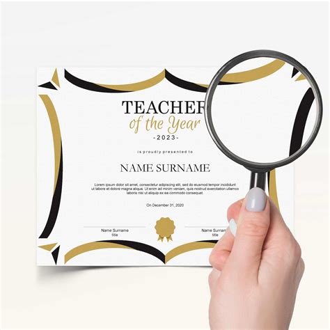 Teacher of the Year EDITABLE Certificate Template Printable | Etsy