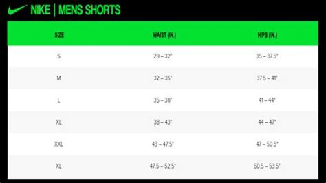 Nike Men’s Shorts Size Chart: Find Your Perfect Fit – SizeChartly