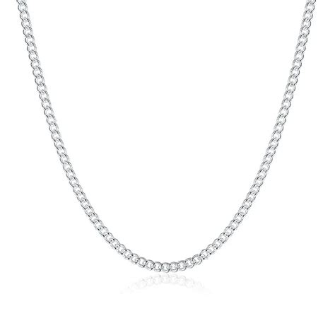 Silver Plated 18 inches Necklace 2mm Hollow Chain Women's Fashion Jewelry JY0376-in Chain ...