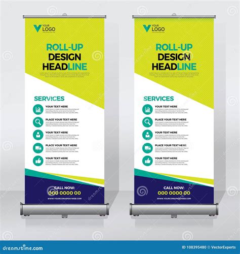 Roll Up Banner Design Template, Vertical, Abstract Background, Pull Up ...