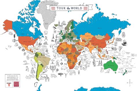 Amazon.com : The Original Tour The World Map Based on The Famous Tour The World Video : Office ...