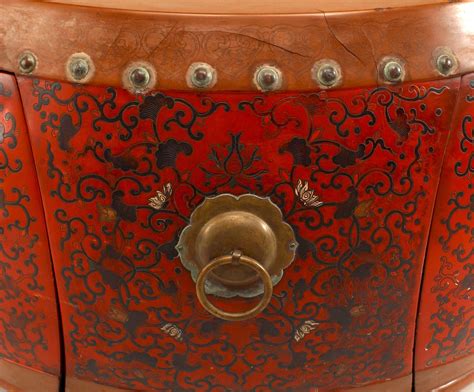 Asian Chinese Style Red Coromandel Drum Coffee Table For Sale at 1stDibs | chinese drum table ...