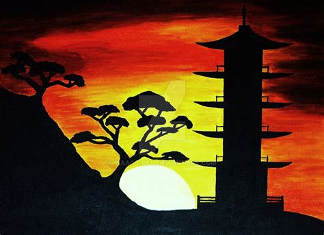 Pagoda Sunset by isaac-chen on DeviantArt