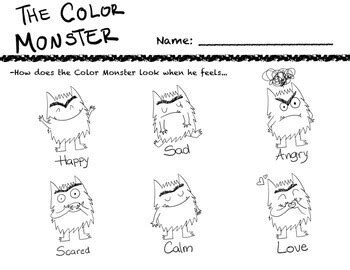 The Color Monster Worksheets by Beatriz Crespo | TPT