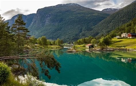 Beautiful Nature Norway Natural Landscape Lovatnet Lake Lodal Valley Photo Background And ...