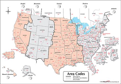 USA Area Code / Time Zone Wall Map by Maps.com - MapSales