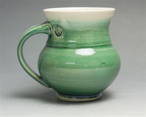 Handmade porcelain coffee mug or tea cup jade green 14 oz 1487 | Pottery cups, Mugs, Tea cups