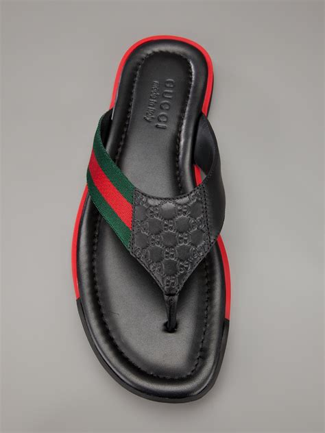 Lyst - Gucci Stripe Detail Flip Flops in Black for Men