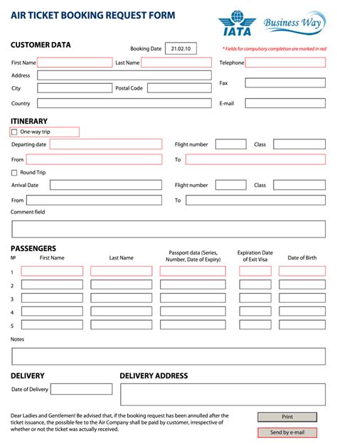 IATA Air Ticket Booking Request Form - Fill and Sign Printable Template ...