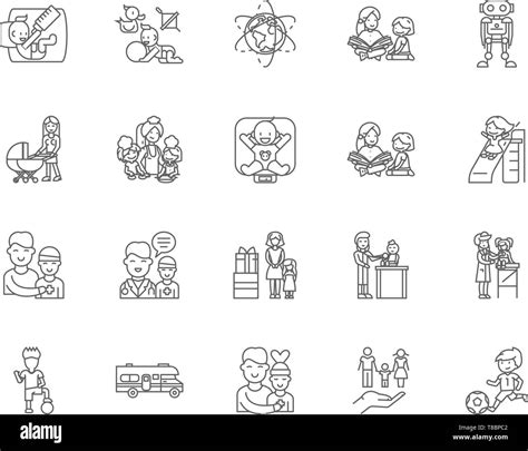 Child care services line icons, signs, vector set, outline illustration concept Stock Vector ...