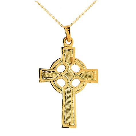 Gold Celtic Cross Pendant Necklace