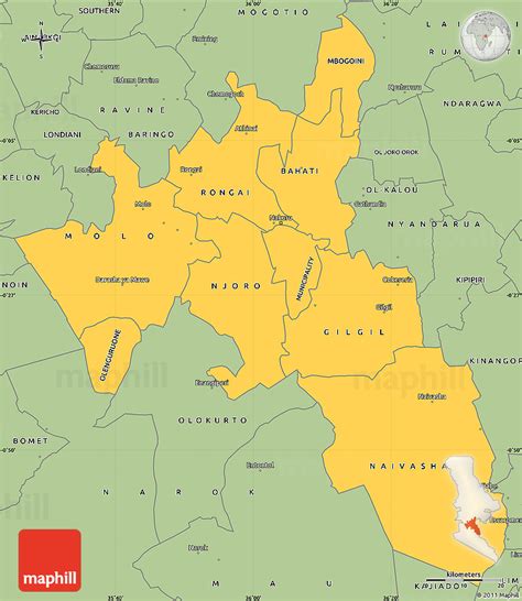 Savanna Style Simple Map of NAKURU