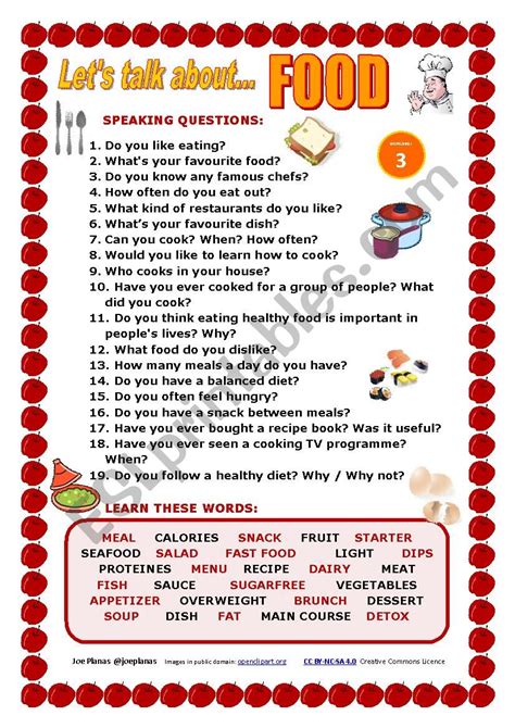 LET´S TALK ABOUT FOOD (SPEAKING SERIES 3) NEW VERSION - ESL worksheet by joebcn