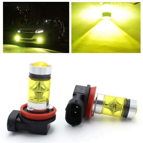 Yellow H11 H8 Fog Light 2323 LED 100W Driving Projector DRL Bulbs 4300K ...