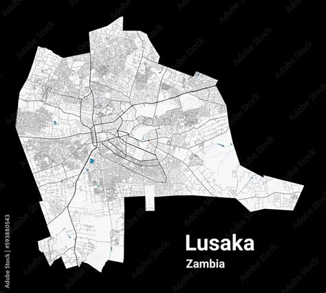 Lusaka map. Detailed map of Lusaka city administrative area. Cityscape ...