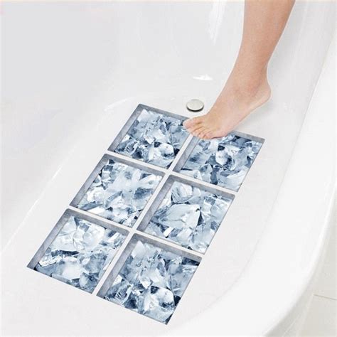 Funlife Anti Slip Bathtub Sticker,3D Ice Cubes Self-adhesive Tub Decals,Waterproof Bath Mats ...