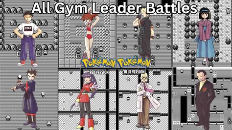 Pokémon Red & Blue - All Gym Leader Battles - YouTube