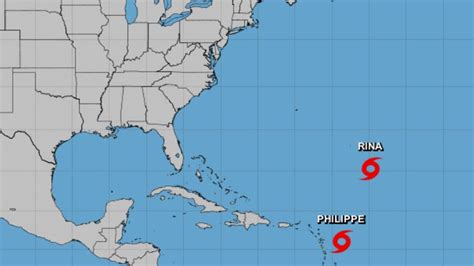 Hurricane season: Tropical Storm Philippe rough surf, Rina to dissipate