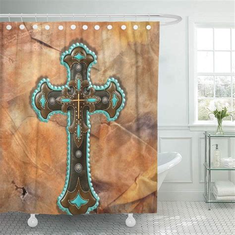 SUTTOM Southwest Western Cross on Tan Look Styles Old West Shower ...