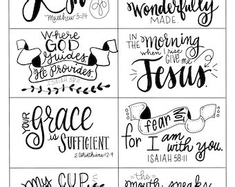 Printable Scripture Cards Bible Verse Coloring, Instant Download, Blank ...