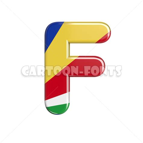 seychellois flag character F | 3d Large font against white background