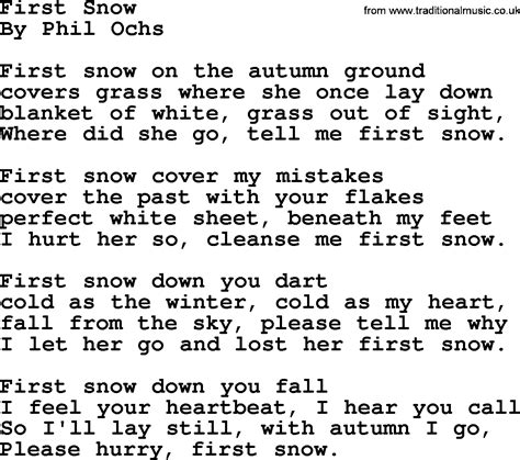 Phil Ochs song - First Snow-phil-ochs, lyrics