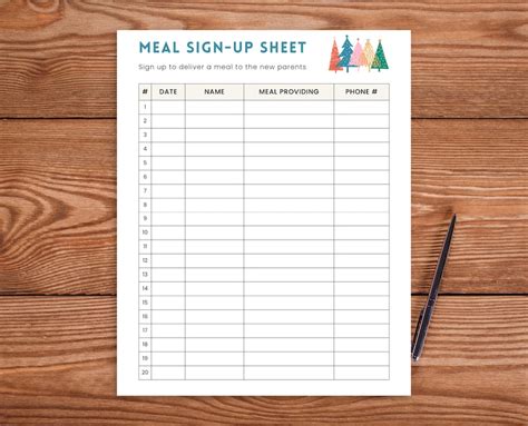 Meal Sign up Sheet, Winter Meal Train Signup Sheet Printable, Food Signup, Feed the Parents - Etsy