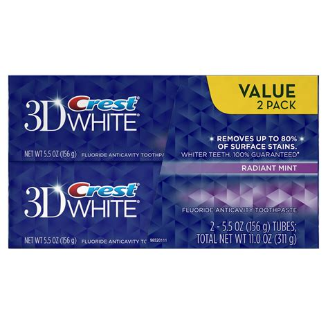 Crest 3D White Radiant Mint Flavor Whitening Toothpaste Twin Pack 11 Oz ...