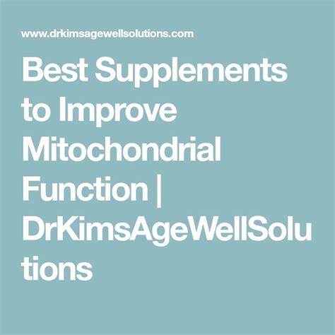 Best Supplements to Improve Mitochondrial Function | Best supplements, Mitochondrial ...