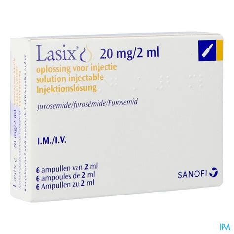 LASIX AMP IM/IV 20 MG 6 X 2 ML | Apotheek Thiels