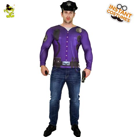 Mens Police Officer Costumes Policeman T Shirt With 3D Digital Printing Cosplay for Adult Party ...