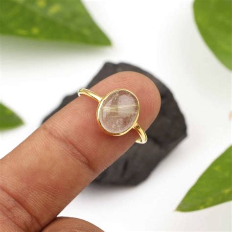 Natural Golden Rutilated Quartz Ring 8x10mm Oval Ring 925 - Etsy